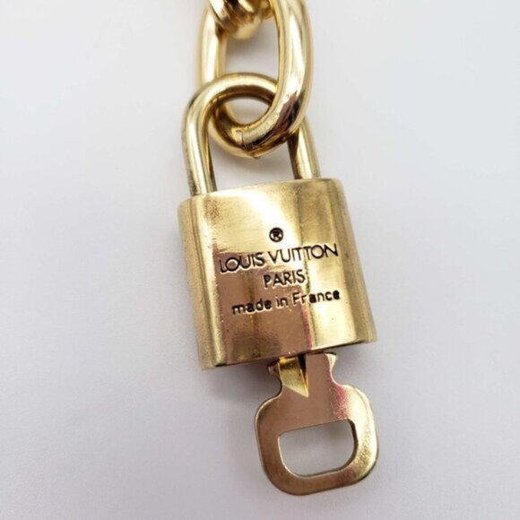Authentic Louis Vuitton Lock and Key Gold Color with Gold Plated Chain Necklace - Picture 3 of 14